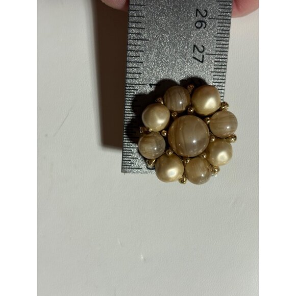 Vintage Marvella Clip-On Earrings With Faux Pearl & Swirled Bead Design - Picture 6 of 7